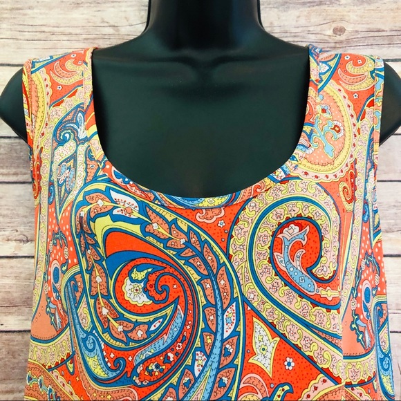 MSK Dress Sleeveless Paisley Orange Multi - Picture 2 of 7